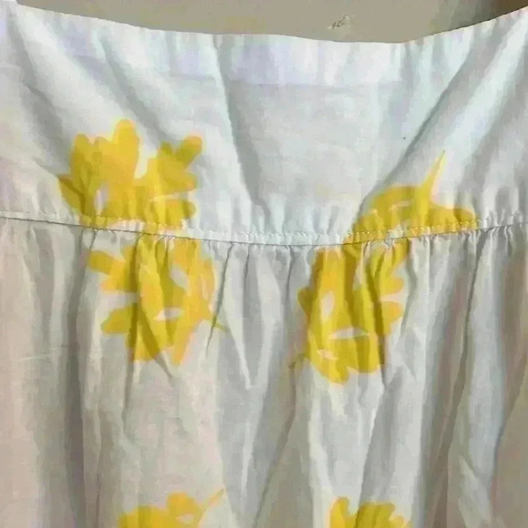 Romaine White and Yellow Midi Dress Tie Shoulders with Pockets - Picture 6 of 8